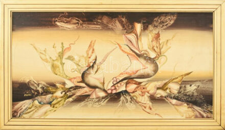 Markó Erzsébet (1947-): Táj. Olaj, farost, jelezve balra lent, fakeretben, 50x90 cm / oil on wood fibre, signed, framed