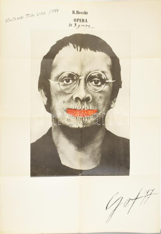 1977 Brecht opera plakát Wroclaw. 80x100 cm Hajtva