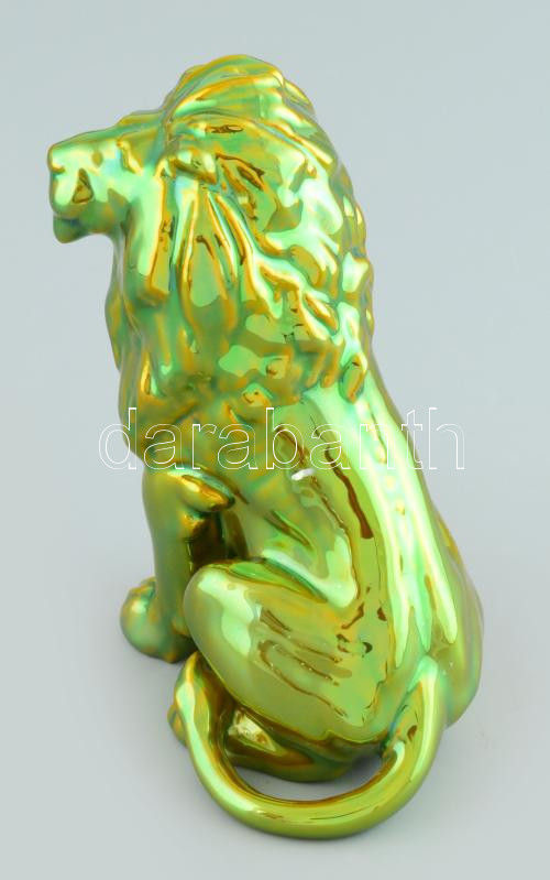 Zsolnay eozin mázas oroszlán, jelzett, hibátlan, m: 15 cm - Image 3
