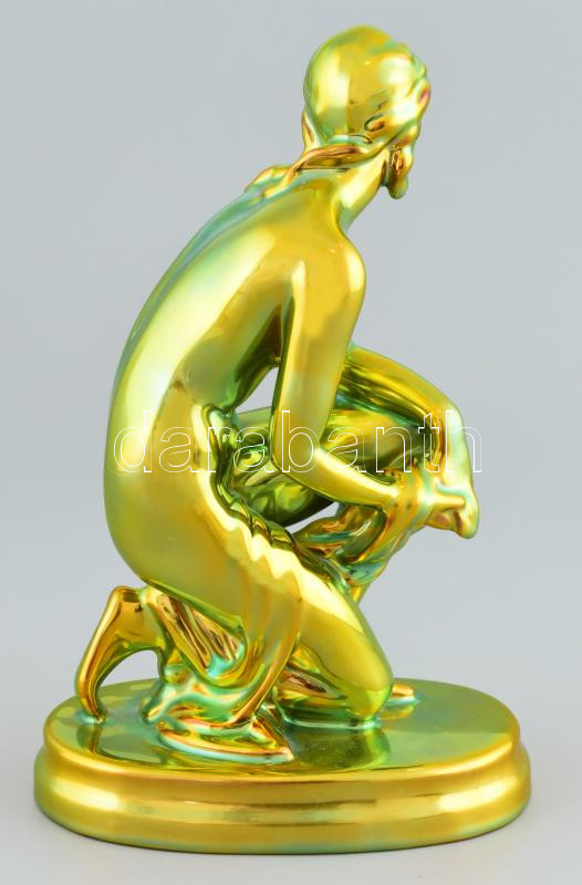Zsolnay eozin mázas akt, jelzett, hibátlan, m: 25 cm - Image 3