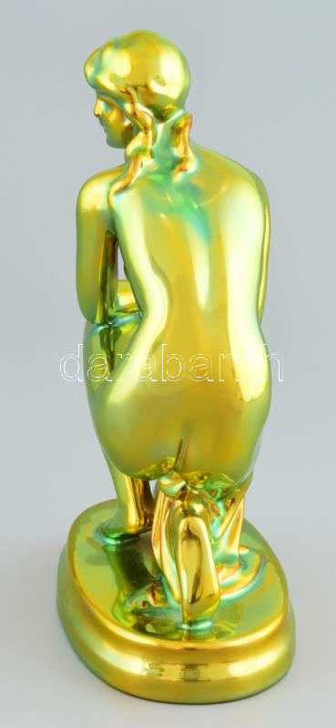 Zsolnay eozin mázas akt, jelzett, hibátlan, m: 25 cm - Image 4