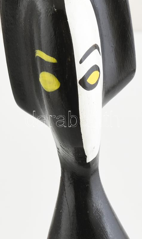 DG jelzéssel: Japonizáló modern szobor. Fa, kézzel festett. 48 cm - Image 2