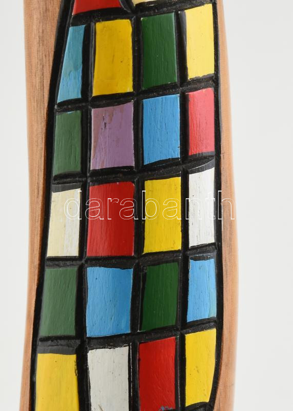 DG jelzéssel: Japonizáló modern szobor. Fa, kézzel festett. 48 cm - Image 3