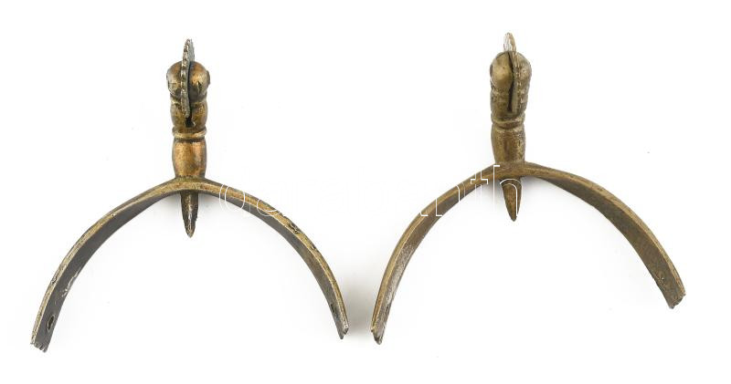 Antik ezüst (Ag) sarkantyú és bronz sarkantyú, jelzett, nettó: 39,81 g - Image 3