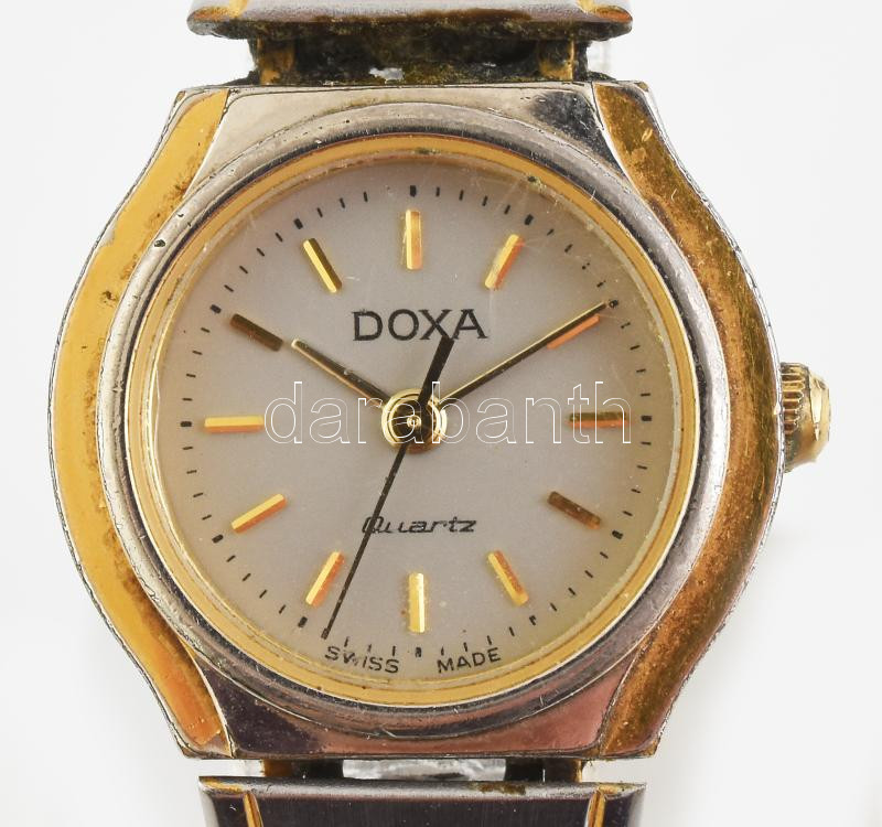 Doxa női quartz karóra, acél szíjjal, működik, kis kopásokkal, d: 22 mm
