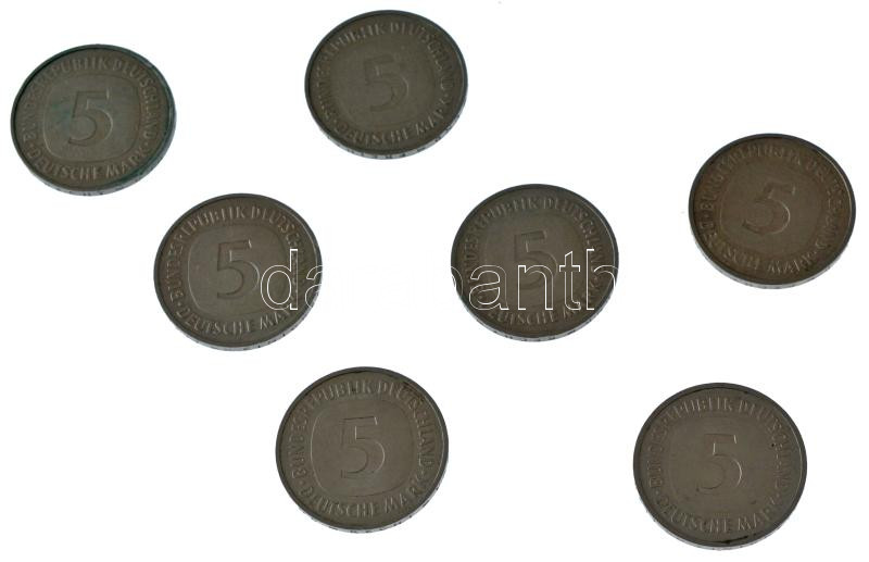 NSZK 1975-1991. 5M Cu-Ni (7xklf) T:XF FRG 1975-1991. 5M Cu-Ni (7xdiff) C:XF - Image 2