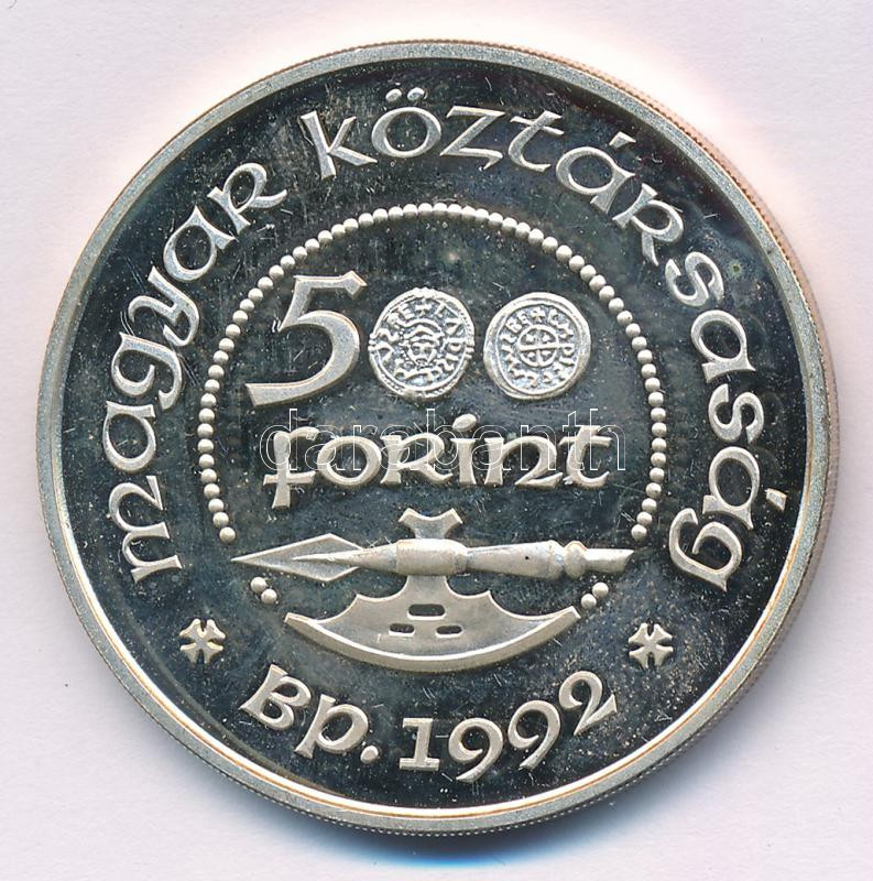 1992. 500Ft Ag 'Szent László' tokban T:1- (PP) ujjlenyomat, patina Adamo EM125 - Image 2