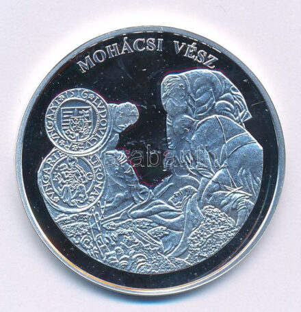 DN 'A magyar pénz krónikája - Mohácsi vész' Ag emlékérem tanúsítvánnyal (20g/0.999/38,61mm) T:PP patina