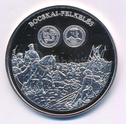 DN 'A magyar pénz krónikája - Bocskai felkelés' Ag emlékérem tanúsítvánnyal (20g/0.999/38,61mm) T:PP patina