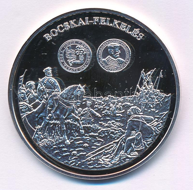 DN 'A magyar pénz krónikája - Bocskai felkelés' Ag emlékérem tanúsítvánnyal (20g/0.999/38,61mm) T:PP patina