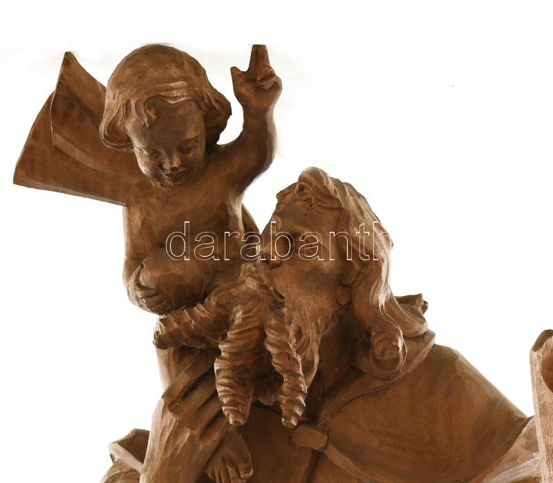 Jelzés nélkül: Szent Kristóf. Faragott fa, posztamenssel, kopásokkal, m: 129 cm - Image 2