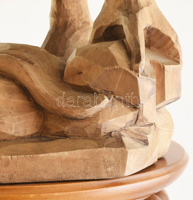 Jelzés nélkül: Szent Kristóf. Faragott fa, posztamenssel, kopásokkal, m: 129 cm - Image 3