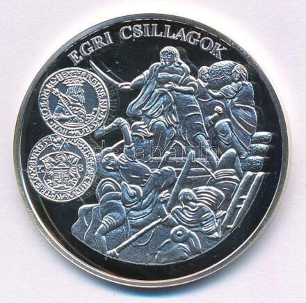 DN 'A magyar pénz krónikája - Egri csillagok' Ag emlékérem tanúsítvánnyal (20g/0.999/38,61mm) T:PP patina