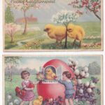 4 db RÉGI húsvéti üdvözlő képeslap vegyes minőségben / 4 pre-1945 Easter greeting postcards in mixed quality