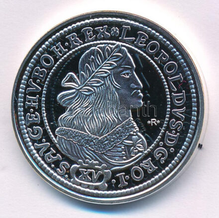 DN 'Magyarok Kincstára - I. Lipót 15 krajcár 1661' ezüstözött rézötvözet utánveret, kapszulában (30mm) T:PP kis patina