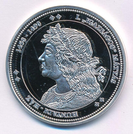 DN 'Magyarország Keresztény Királyai / I. 'Igazságos' Mátyás 1458-1490' jelzetlen Ag emlékérem (20g/0.333/38mm) T:PP