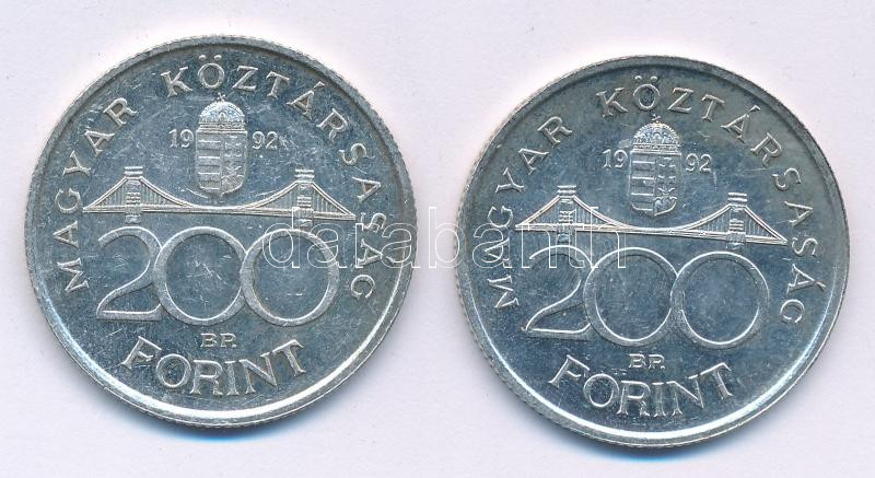 1992. 200Ft Ag 'MNB' (2x) T:AU,XF patina Adamo F13 - Image 2
