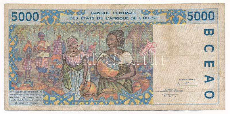 Nyugat-Afrikai Államok / Elefántcsontpart 1992-2003. 5000Fr T:F West African States / Senegal 1992-2003. 5000 Francs C:F - Image 2