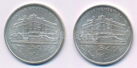 1993. 200Ft Ag 'MNB' (2x) T:AU,XF patina Adamo F13