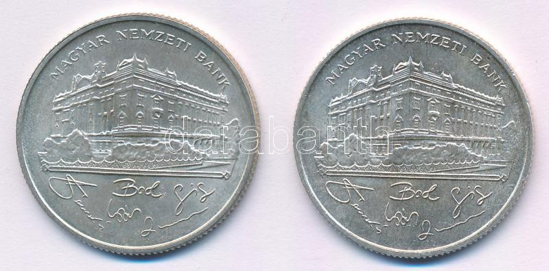 1993. 200Ft Ag 'MNB' (2x) T:AU,XF patina Adamo F13