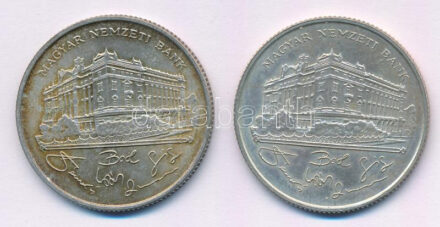1993. 200Ft Ag 'MNB' (2x) T:AU,XF patina Adamo F13