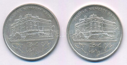 1993. 200Ft Ag 'MNB' (2x) T:AU,XF patina Adamo F13