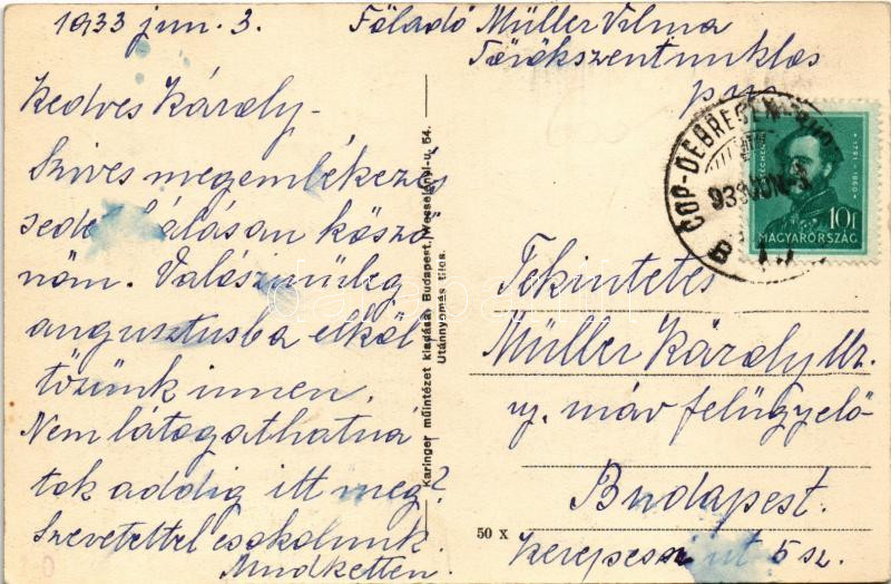 1933 Törökszentmiklós, vasútállomás, gőzmozdony, vonat - Image 2