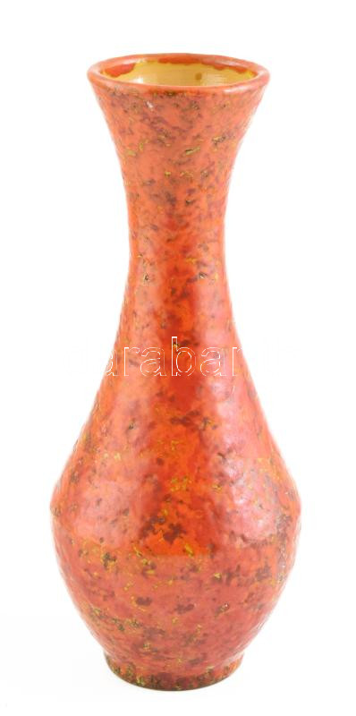 Tófej retró mázas kerámia váza, jelzés nélkül, minimális kopással, m: 30 cm