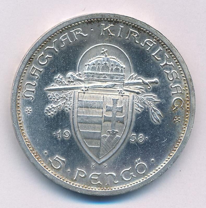 1938. 5P Ag 'Szent István' T:AU patina Adamo P8.1 - Image 2