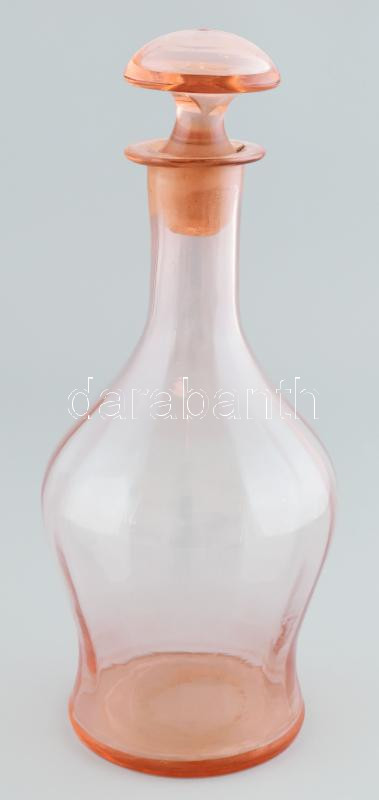Régi lazac színű, üveg palack, dugóval, szép állapotban m: 29 cm