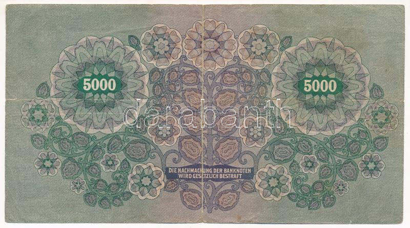 Ausztria 1922. 5000K T:F,VG Austria 1922. 5000 Kronen C:F,VG Krause 79 - Image 2
