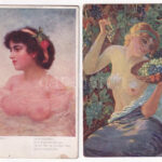 4 db Régi erotikus művész képeslap vegyes minőségben / 4 pre-1945 erotic art postcards in mixed quality