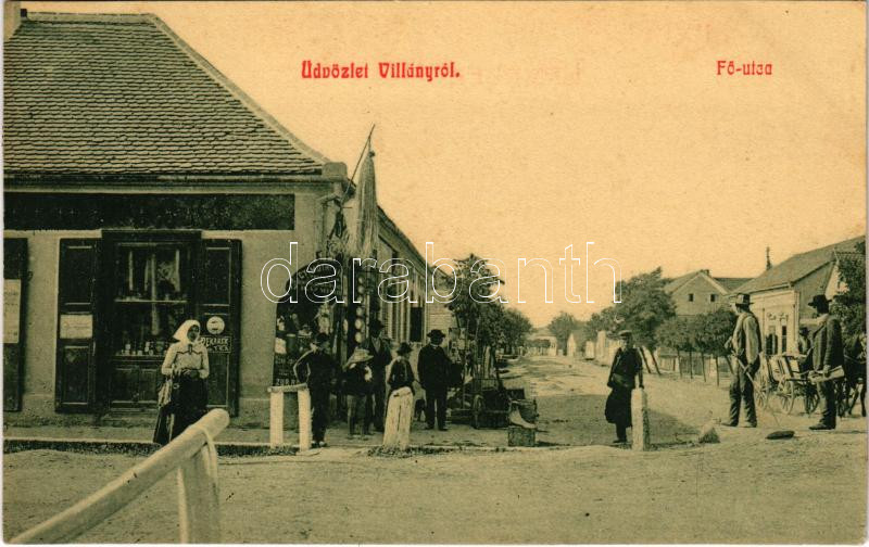 1909 Villány, Fő utca, Gyimóthy Jákó üzlete. W.L. 2635.