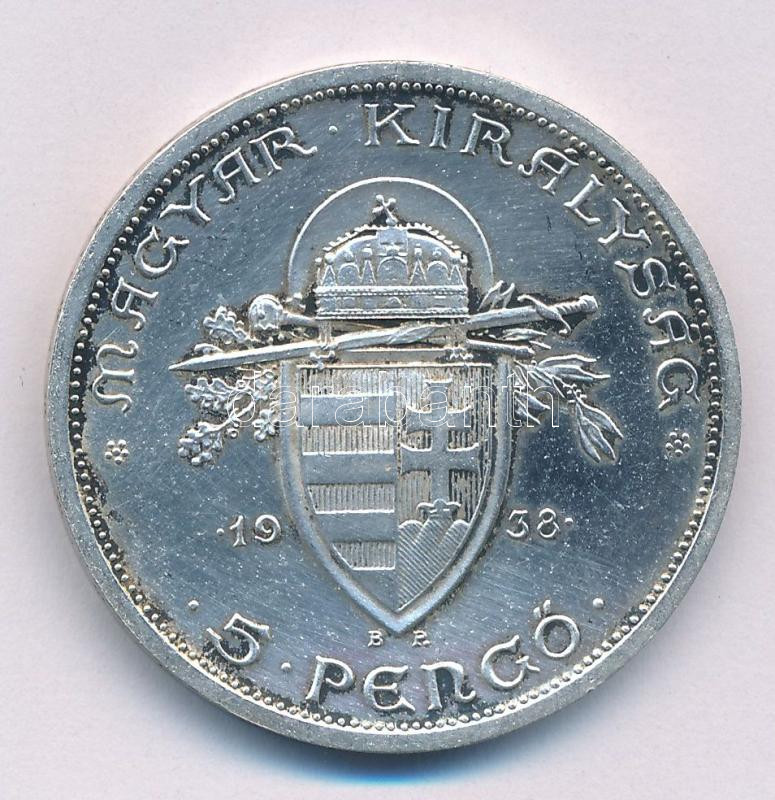 1938. 5P Ag 'Szent István' T:AU patina, kis ph. Adamo P8.1 - Image 2