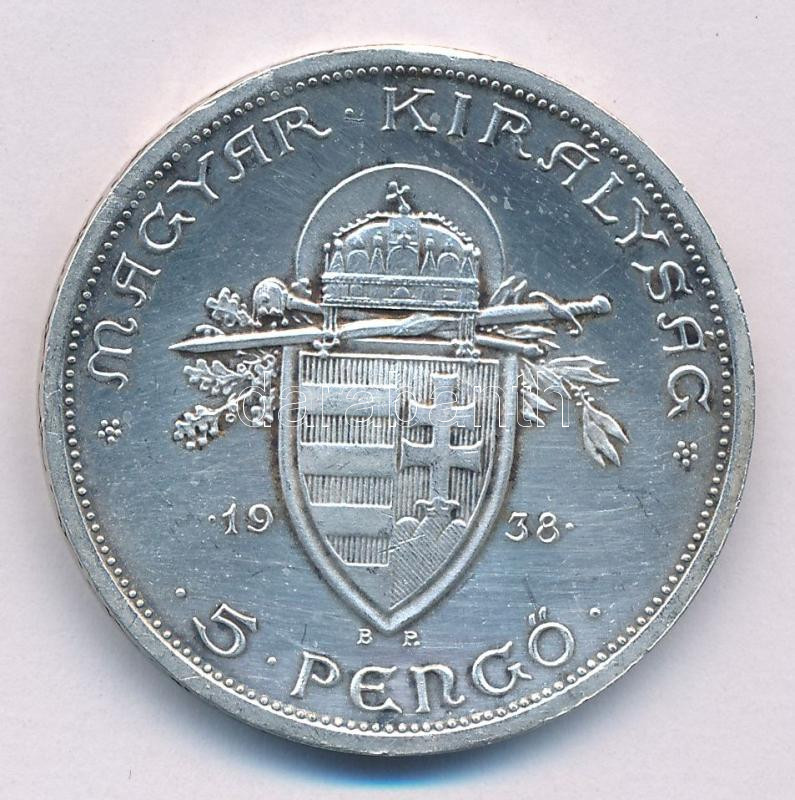 1938. 5P Ag 'Szent István' T:AU patina, kis ph. Adamo P8.1 - Image 2
