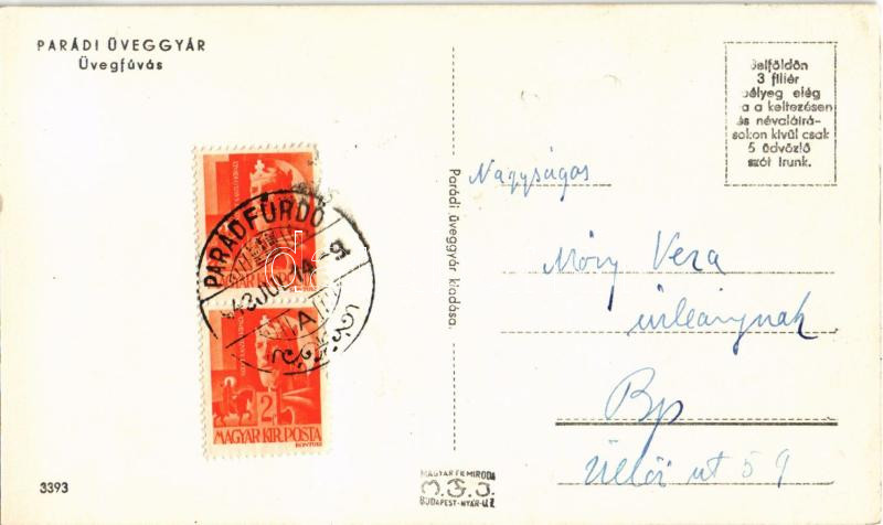 1943 Parád, Parádi Üveggyár, üvegfúvás - Image 2