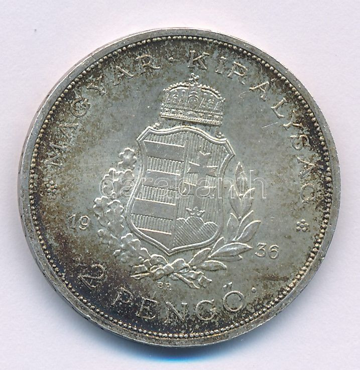 1936. 2P Ag 'Liszt' T:AU,XF patina Adamo P7.3 - Image 2