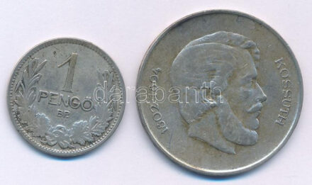 1927. 1P Ag + 1947. 5Ft Ag 'Kossuth' T:F patina Adamo P6, F8.1