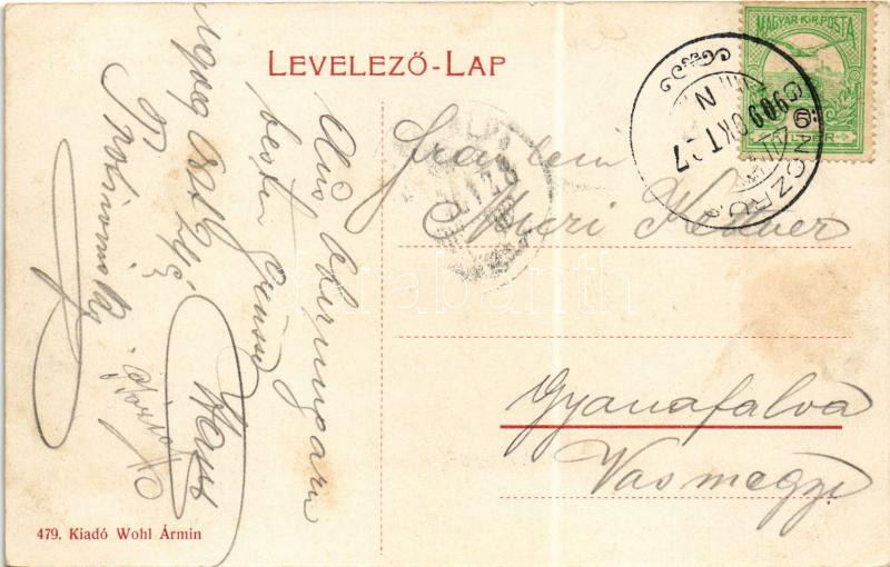 1909 Gönc, Gyógyszertár és katolikus templom, Fő tér. Wohl Ármin kiadása (fl) - Image 2