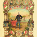 cca 1916 I. világháborús katonaemlék, litográfia budapesti látképes háttérrel, fényképpel, szélein hibákkal, 50×36 cm