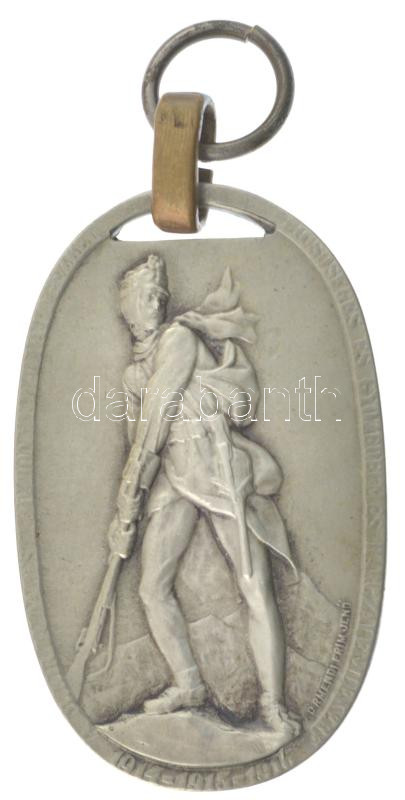Osztrák-Magyar Monarchia 1914-1916. 'A Magyar Királyi Budapesti 30. Honvéd Gyalogezred - Dicsőséges és Győzedelmes Harczai Emlékére 1914-1915-1916' ovális jelzetlen Ag medál. Szign.: Körmendi Frim Jenő (br:28,90g/54x33mm) T:XF /