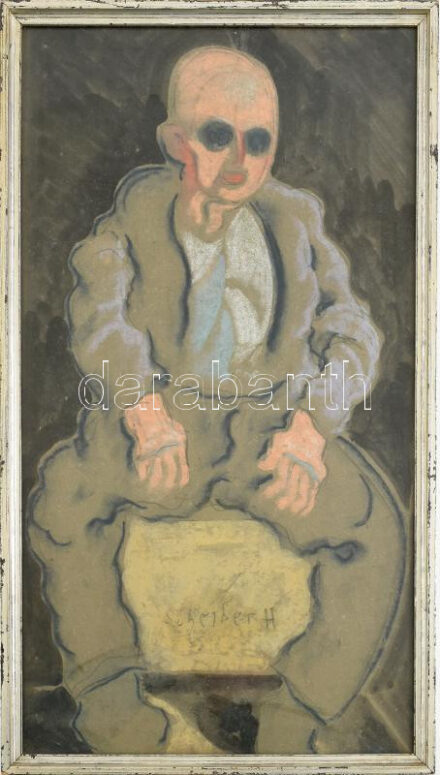 Scheiber Hugó (1873-1950): Vakember. Vegyes technika, papír, jelezve középen lent: Scheiber H. Proveniencia: Korábban Hollán Henrik (1882-1971) belgyógyász, kórháztörténész gyűjteményében. Üvegezett fakeretben. 51,5×29 cm. / mixed