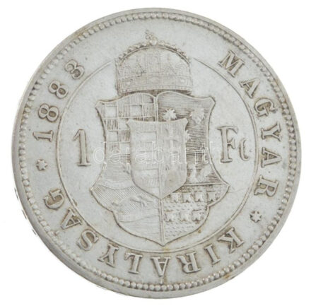 1883KB 1Ft Ag 'Ferenc József / Barokk címer' T:AU,XF / Hungary 1883KB 1 Forint Ag 'Franz Joseph / Baroque coat of arms' C:AU,XF Adamo M15