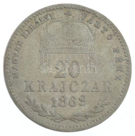 1869GYF 20kr Ag 'Magyar Királyi Váltó Pénz' T:AU,XF / Hungary 1869GYF 20 Krajczár Ag 'Magyar Királyi Váltó Pénz' C:AU,XF Adamo M11.1
