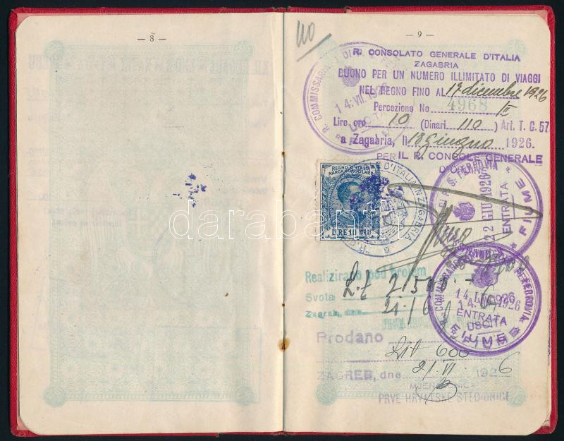 1926 Szerb, Horvát és Szlovén Királyság által kiadott útlevél / passport - Image 2