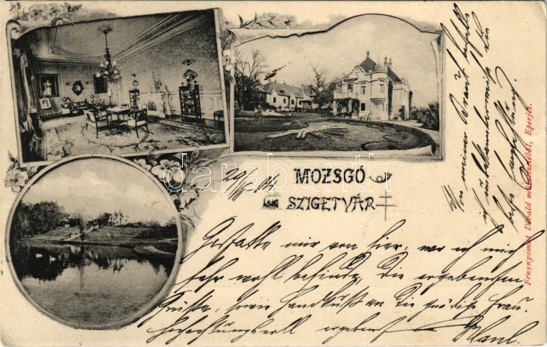 1904 Mozsgó (Szigetvár), Biedermann kastély, belső. Divald Art Nouveau, floral (EK)
