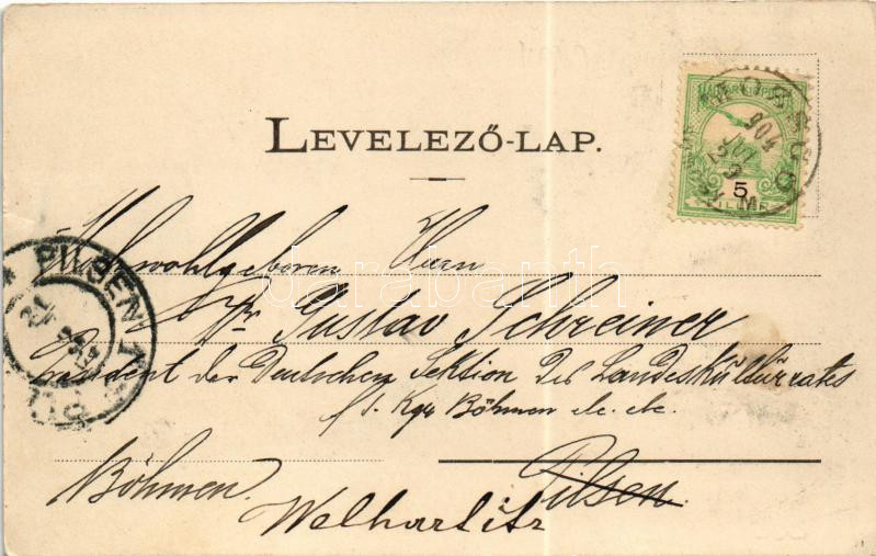 1904 Mozsgó (Szigetvár), Biedermann kastély, belső. Divald Art Nouveau, floral (EK) - Image 2