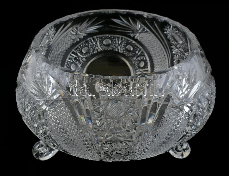 Dúsan csiszolt, ólomkristály kínáló, hibátlan, d: 17 cm