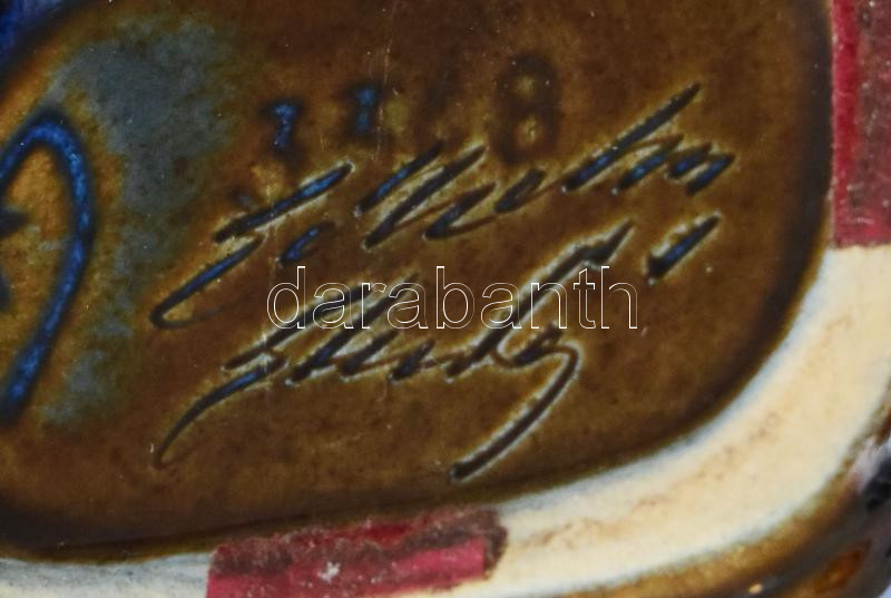Retró kerámia füles váza, jelzett, hibátlan, m: 16 cm - Image 2