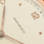Movado 14K arany kézi felhúzós férfi karóra. Jelzett, hibátlan számlappal, bőr sz íjjal 32 mm - Image 3
